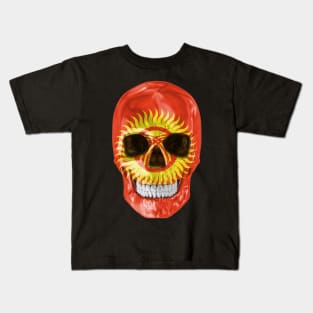 Kyrgyzstan Flag Skull - Gift for Kyrgyzstani With Roots From Kyrgyzstan Kids T-Shirt